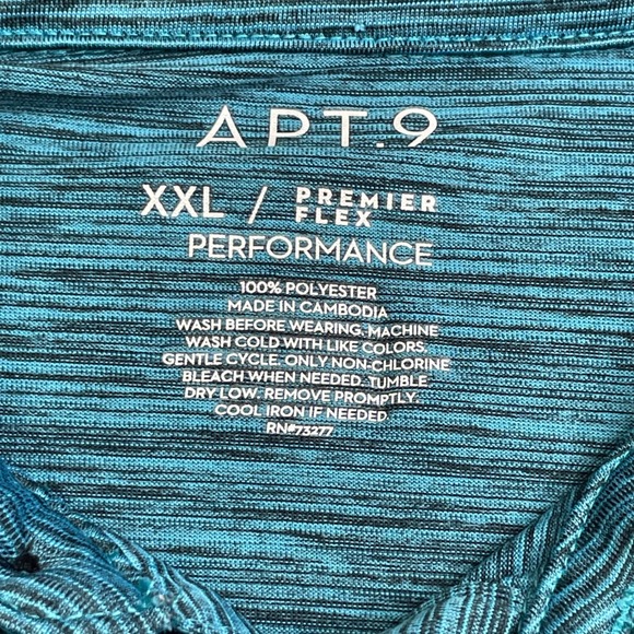Apt. 9 Mens XXL Premier Flex Performance Polo Shirt Teal Space Dye Short Sleeve - Picture 3 of 7
